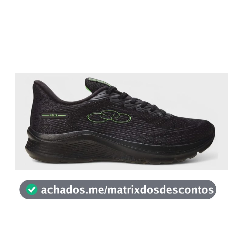 Tênis Esportivo Masculino Delta Olympikus Preto/green Liso 39 Br