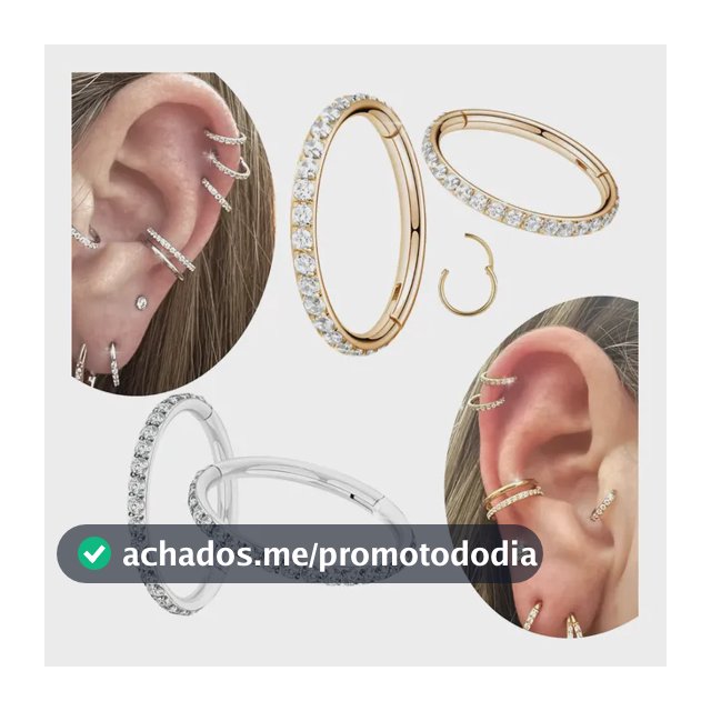 Piercing Titânio Antialérgico Argola Click Cravejada 6-12mm