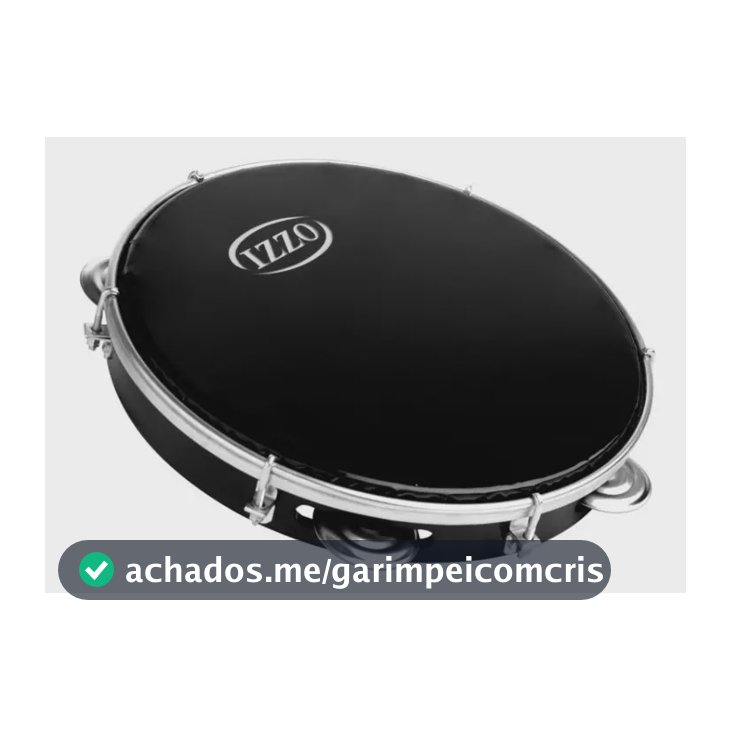 Pandeiro Izzo 10 Abs Preto Pele Nylon Preta Profissional Preto