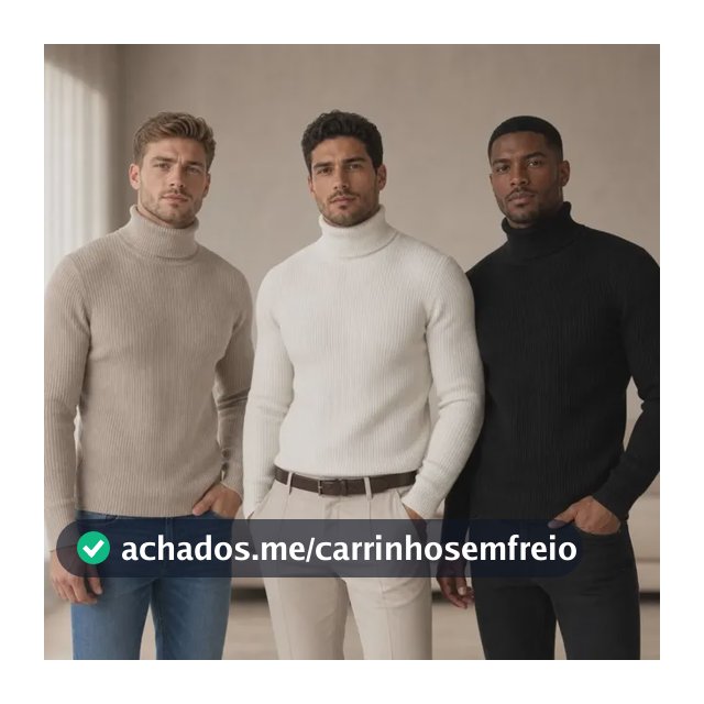 Kit 3 Blusa Cacharrel Gola Alta Masculina Inverno Estiloso