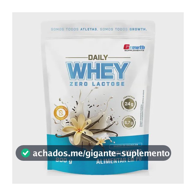 Daily Whey Protein Zero Lactose 800g Growth Supplements Baunilha