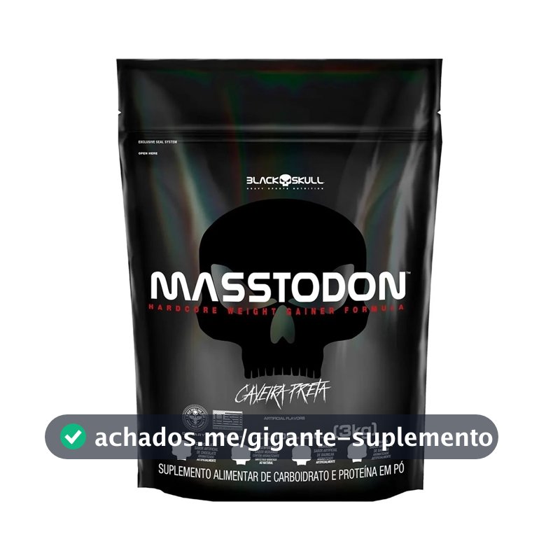 Hipercalórico Masstodon Massa - 3kg - Black Skull Sabor Morango