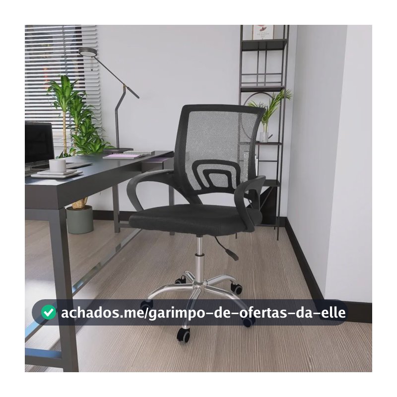 Cadeira Secretária Office Base Giratória Preto Tela/mesh