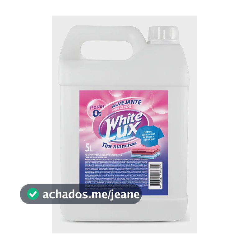 Tira Manchas 5 Litros Alvejante Whitelux Roupas Brancas e coloridas