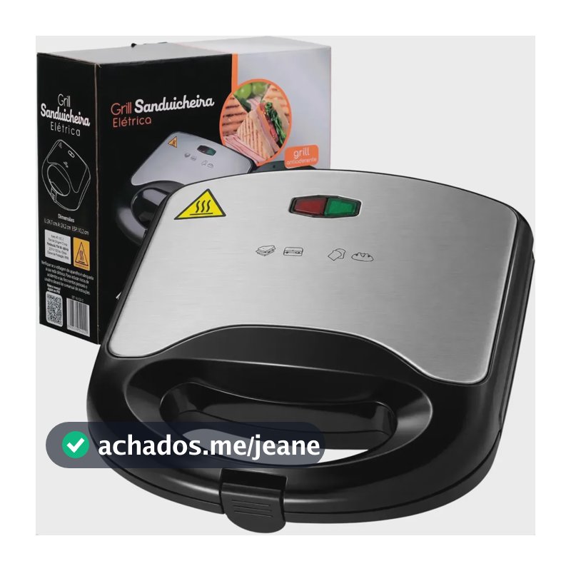 Sanduicheira Elétrica Luxe Grill 2 Em 1 Antiaderente Multiuso Compacta 750w Inox 110v Ex Decor