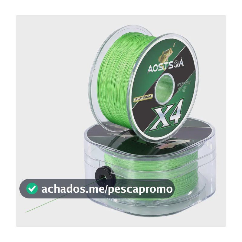 Linha Multifilamento AOSTSOA PE 4 Fios 300m 0.28mm Verde Resistência 16kg X4