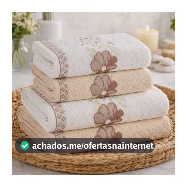 Jogo De Toalhas Karsten 100% Algodão Floral Grossa 4 Peças