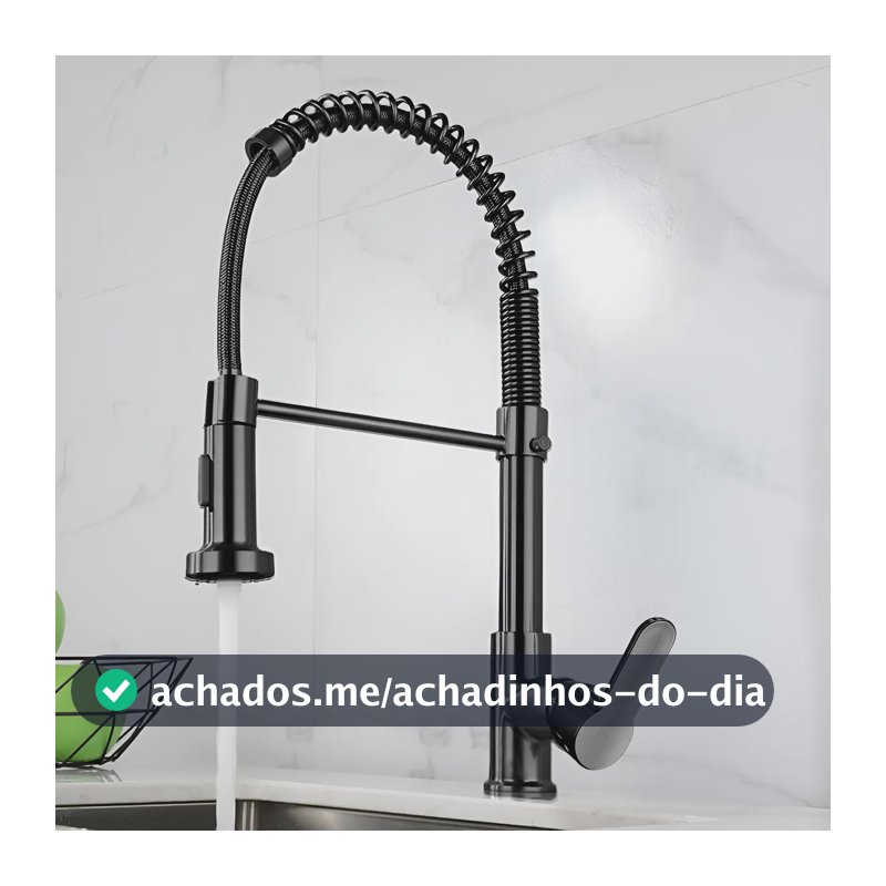 Torneira Cozinha Gourmet Bancada Flexível Monocomando Pia Preto B22-black
