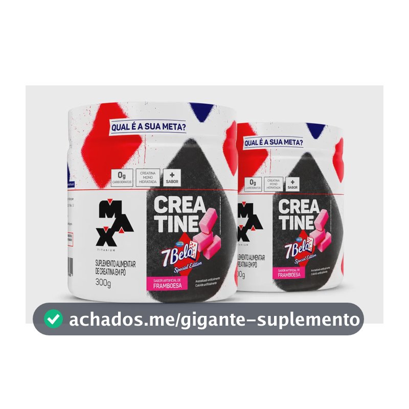Creatina 7 Belo 300g Creatina Monohidratada Sabor Framboesa Kit 2 Força Energia Alta Performance Treino