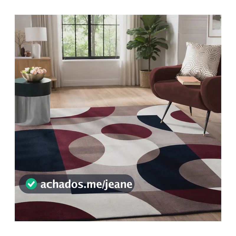 Tapete 200x140 Para Sala E Quarto Aveludado 2 M 1.4 M Bordo Circulos