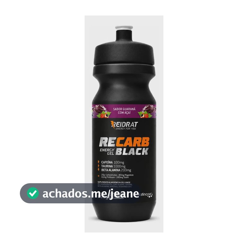 Recarb Energy Gel Black Cafeína 600g Squeeze - Reidrat Sabor Guaraná Com Açaí