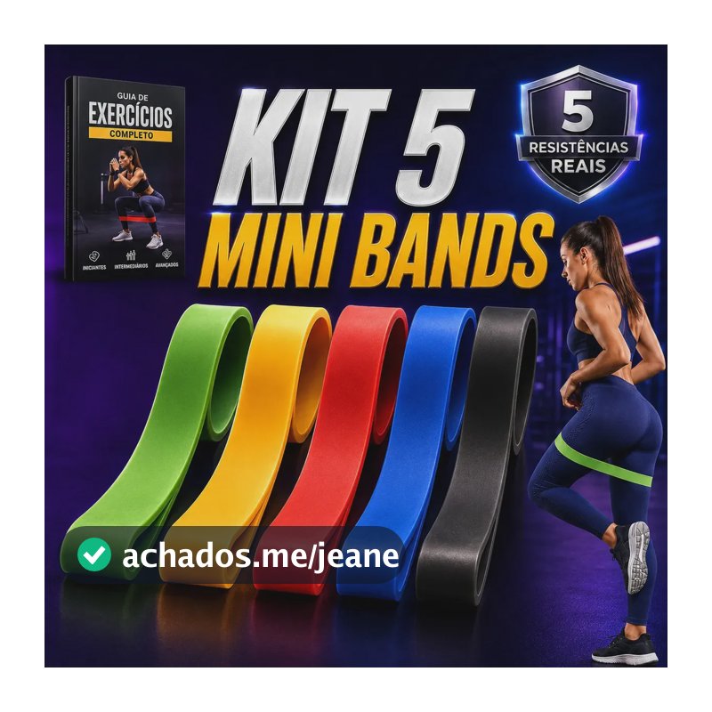 Kit 5 Faixa Elastica Mini Band Elastico Exercicios Treino Academia Funcional Miniband Super Band Extra Forte Fisioterapia Extensor Yoga Pilates Gluteo Dona Leopolda