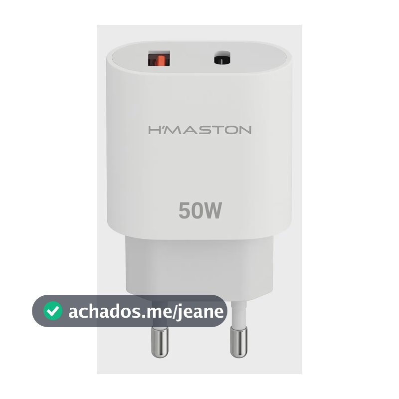 Fonte Carregador Turbo 50W USB USB-C 2 Portas H'maston