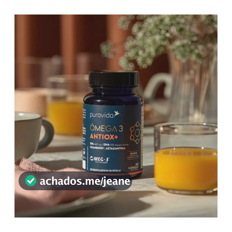 Ômega 3 Puravida Antiox 60 Cápsulas Suplemento Alimentar Sem Sabor