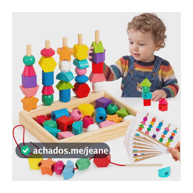 Brinquedo Montessori de Madeira Sensorial Infantil 5 em 1 Inclui piano, labirinto, relógio, formas e engrenagens para estimular coordenação motora e aprendizagem infantil.