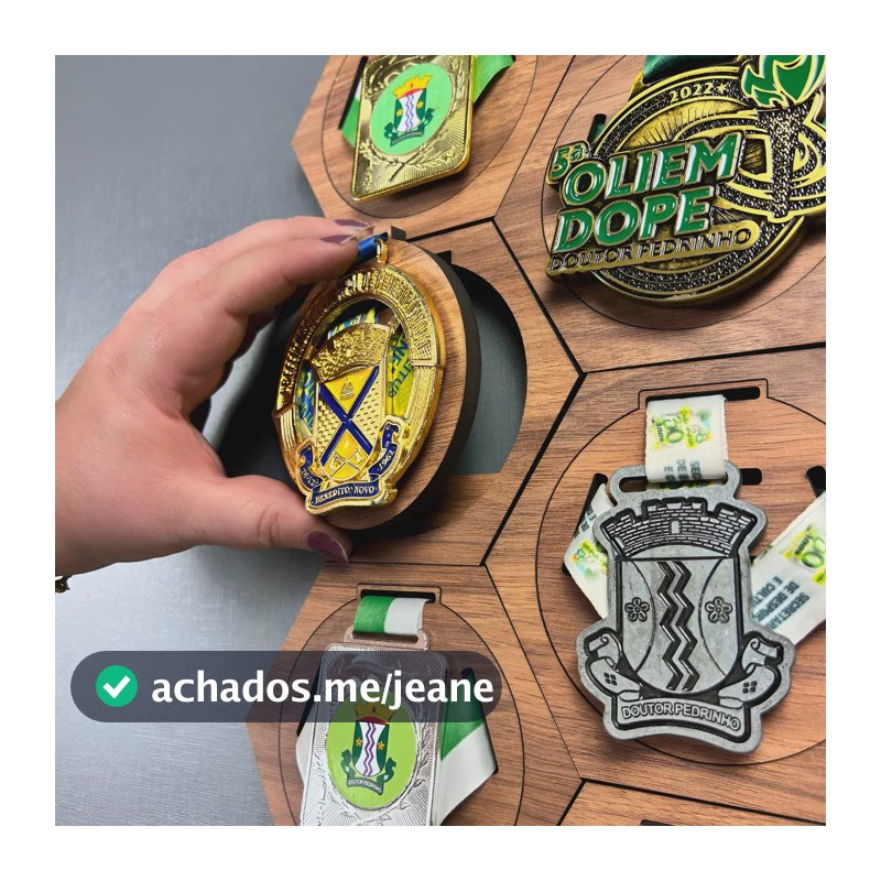 Kit 10 Suporte Porta Medalha Parede Hexagonal Mdf Facris Amadeirado