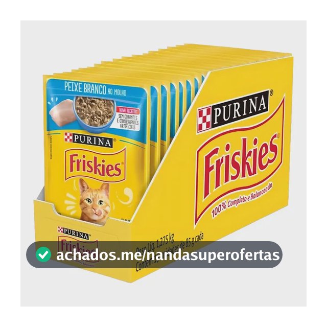 Ração Úmida Gatos Peixe Branco Molho 85g 15 Sachês Friskies