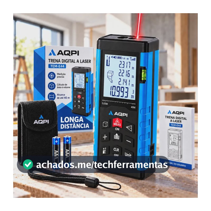 Trena Digital a Laser 40 Metros Medidor Distância Profissional Alta Precisão Visor Iluminado Medição Rápida Obras Reformas Pitágoras Construção Instalação Móveis Pisos Paredes Compacta Portátil AQPI