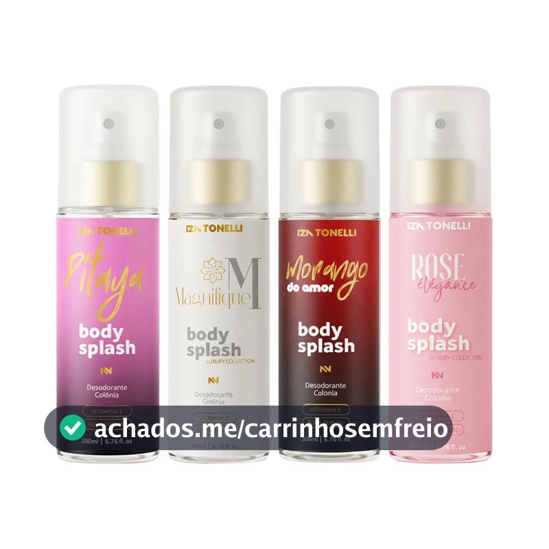 Kit 4 Body Splash Feminino Perfume 200ml Desodorante Colônia Corporal Alta Fixação Para Dia & Noite