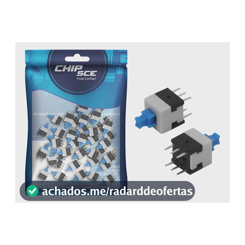 Botão Push ChipSCE 023-0505 6 Polos Azul Projetos Eletrônicos