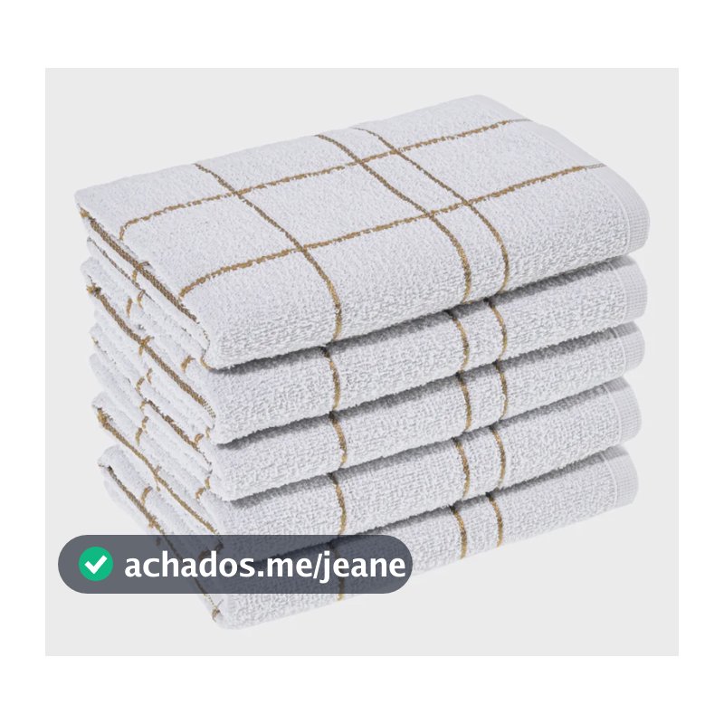 Kit 5 Pano Cozinha Louça Algodão Xadrez Branca Alta Absorção Branco Xadrez