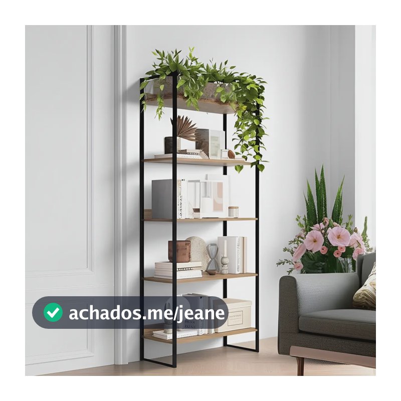 Estante Para Livros Armário Lamina Com Preto Aparador Estilo Moderno Industrial 5 Prateiras Sofa Sogude