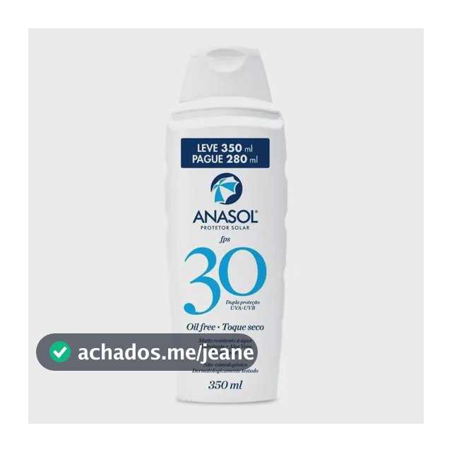 Protetor Solar Loção Fps 30 Oil Free Toque Seco Anasol 350 mL