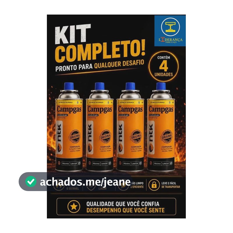 Kit 4 Latas Refil Carga P/ Maçarico Portátil Culinário E Fogareiro Fogão De Camping 227g Marca - Liderança Ferro E Aço