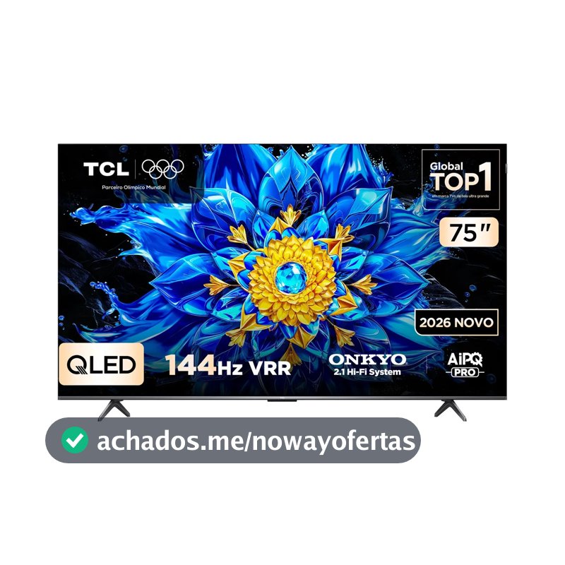 Smart TV TCL 75 Polegadas QLED 4K P8L WiFi Bluetooth Google TV HDR10+ 144 Hz VRR 75P8L