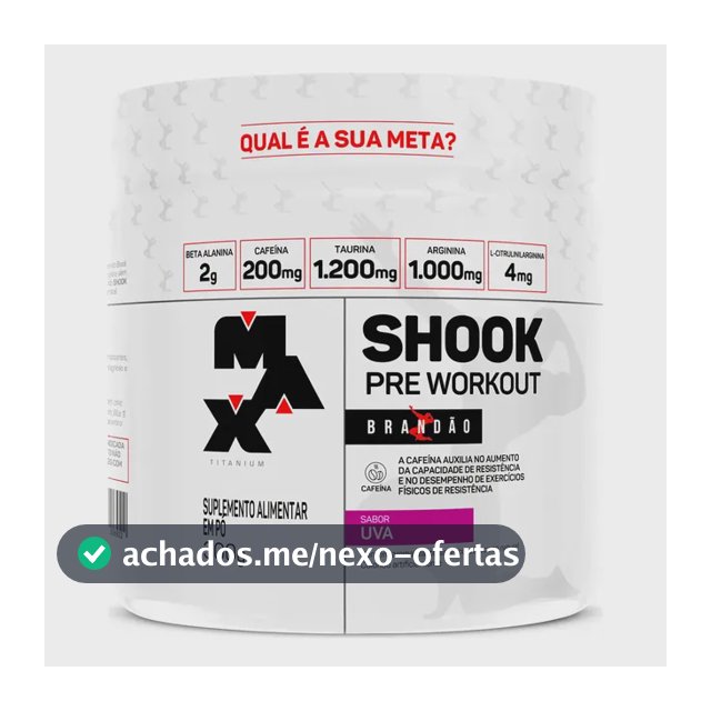 Pré-workout Shook Linha Rafael Brandão Pote 300g Pré-treino Sabor Uva