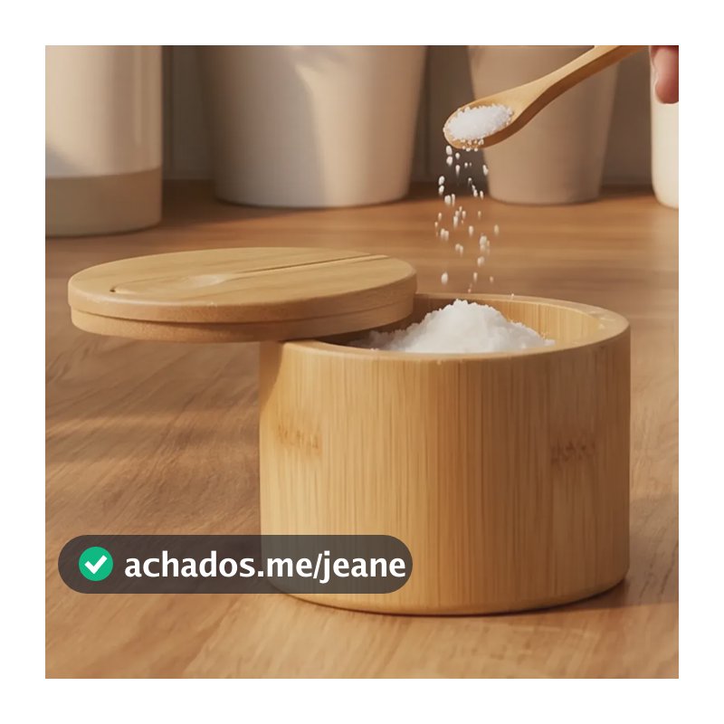 Saleiro Açucareiro Porta Temperos Pote Bambu Condimento Sal Bambu