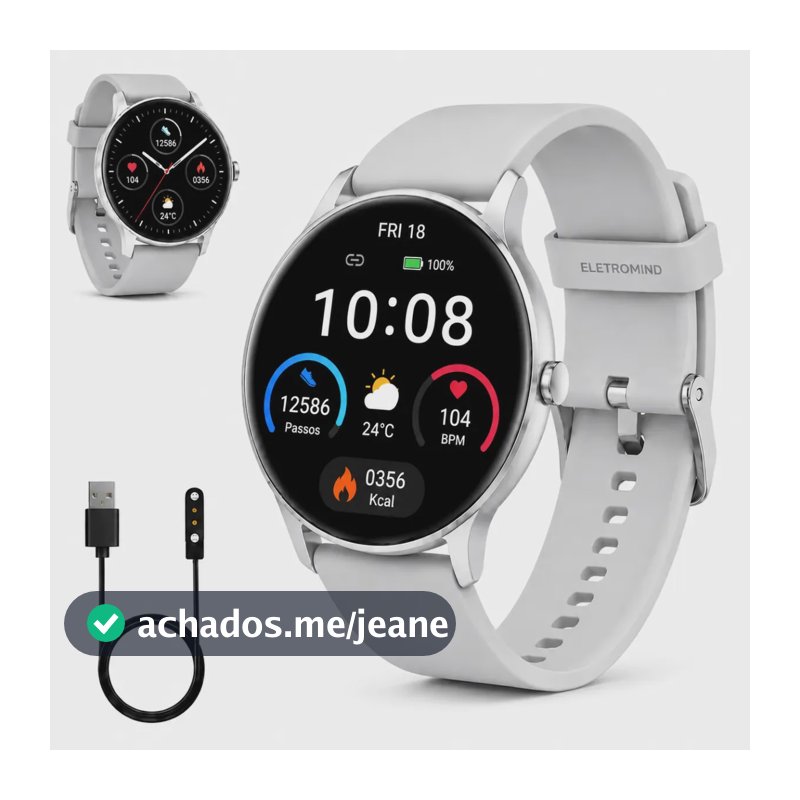 Smartwatch Inteligente Relógio À Prova Dágua Ip68 Bluetooth Masculino Feminino Resistente Agua Chamadas Redondo Monitoramento Sono Saúde Esporte Preto Eletromind