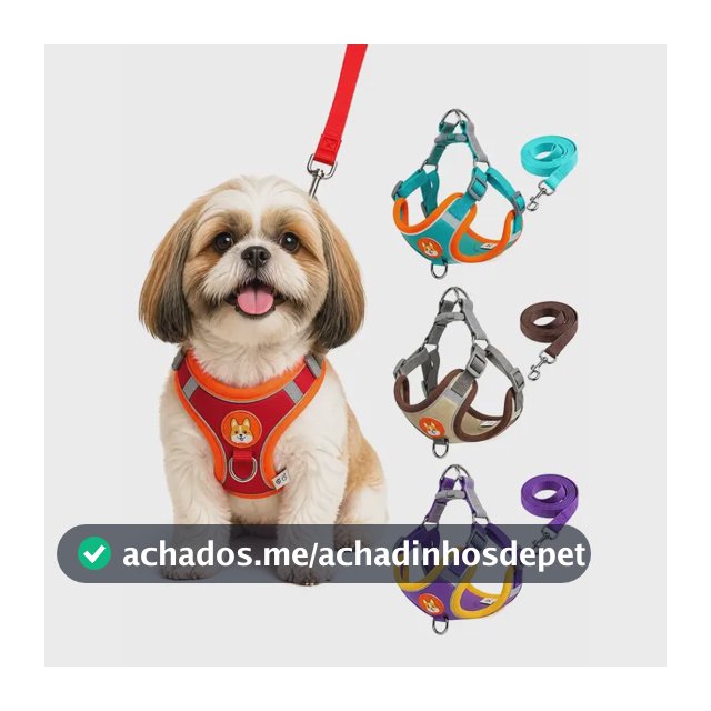 Coleira Peitoral para Cachorros e Gatos Design Ergonômico Faixa Reflexiva Com Guia de Passeio Colete Pet Respirável Antipuxão Vermelho M