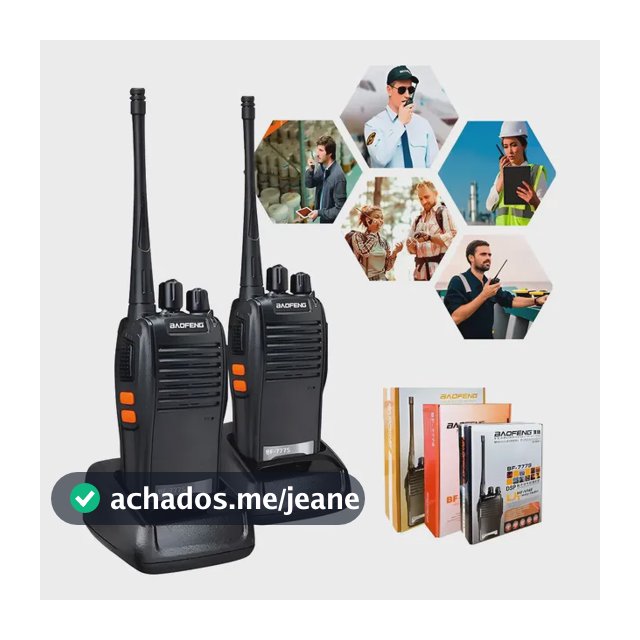 Kit 2 Radio Comuncador 16 Ch 12km Baofeng 777s Ht Cor Preto