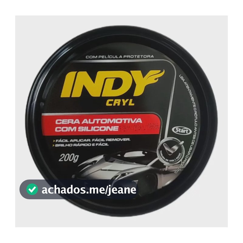 Cera Automotiva Com Silicone Indy Cryl 200g Protege Da Chuva