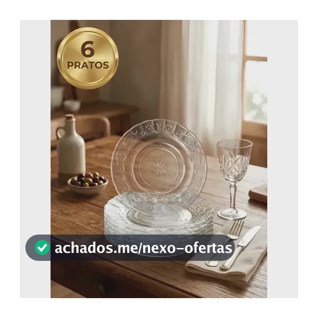 Kit 6 Pratos Fundos Vidro Transparente Resistente Almoço E Jantar Buffet PÍTIA