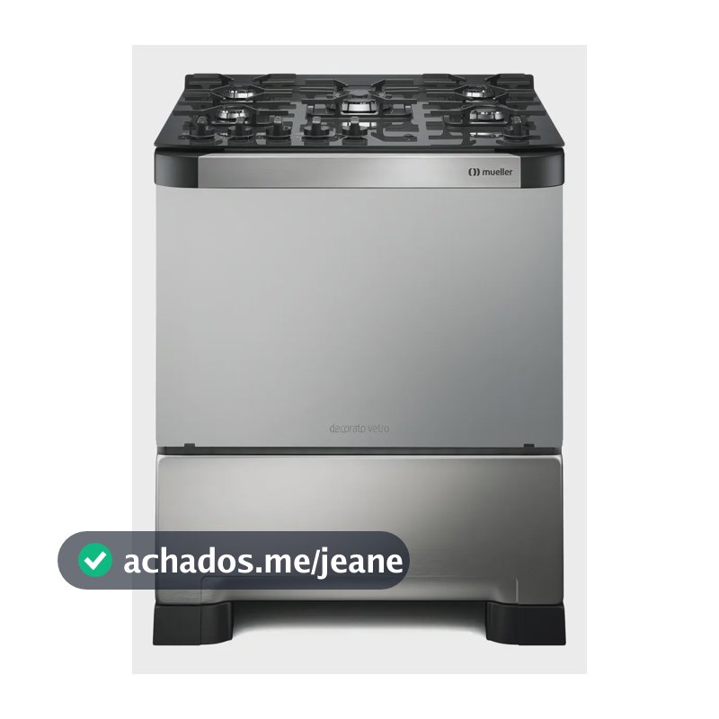 Fogão 5 Bocas Mueller Decorato Vetro Inox com Mesa de Vidro Aço Inoxidável Gas/Eléctrica
