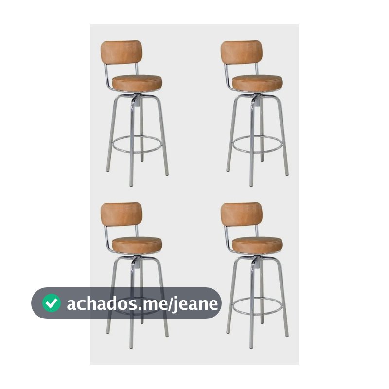 Conjunto 04 Banquetas Giratória Em Aço Capadócia Yescasa Cromado Cromado/caramelo