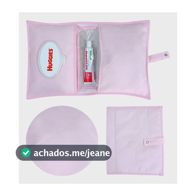 Porta Fraldas e Lenço Umedecido Maria's Baby Rosa para Bebê