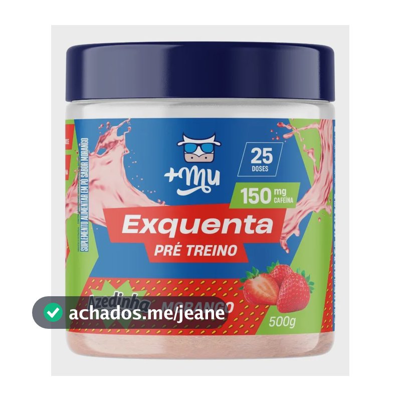 Cafeína +Mu Pré-treino em pó sabor Morango x 500g