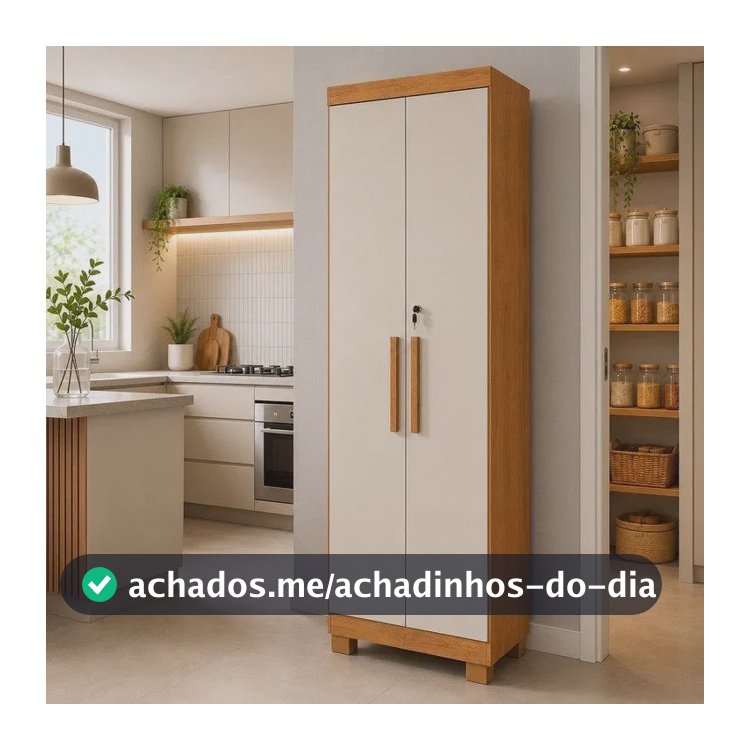 Armário Multiuso 2 Portas Com Chave 100% Mdf Toronto Cinamomo/off White