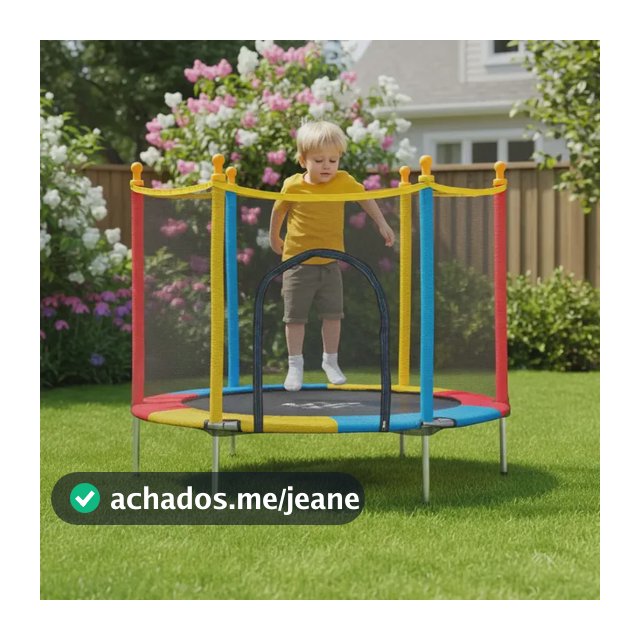 Cama Elástica Trampolim JustFun de 1,40 m para Crianças Colorida JustFun Brinquedos