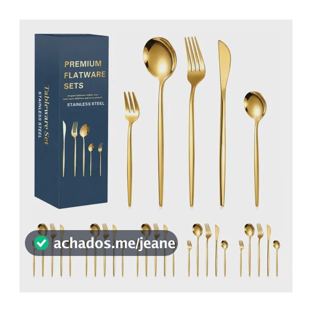 30 Pçs Kit Faqueiro Dourado Luxo Jogo Talheres Inox Dourado