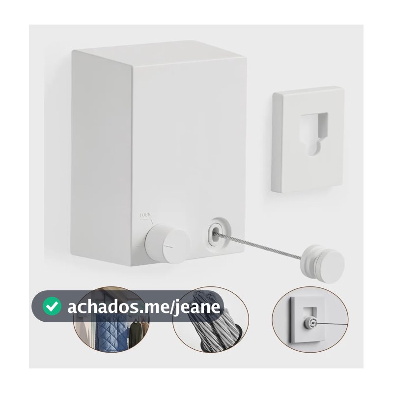 Varal Retrátil Parede Roupa 20kg Inox 4,2m Recolhível Forte Branco