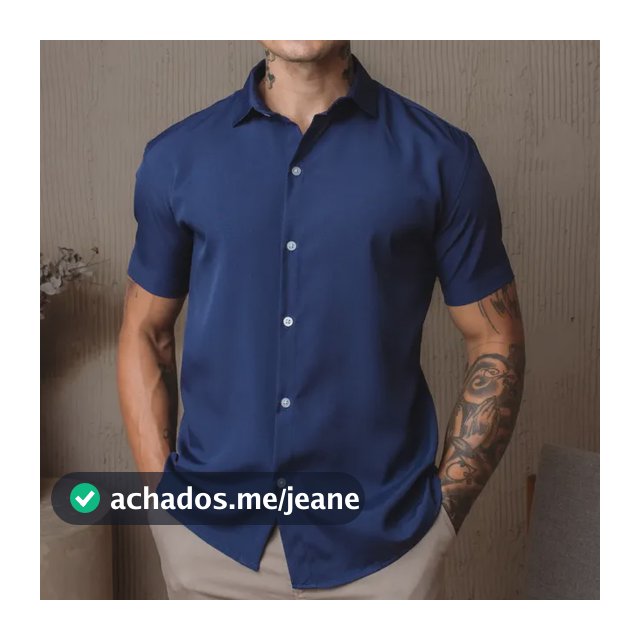 Camisa Social Masculina Gola Italiana Confortável