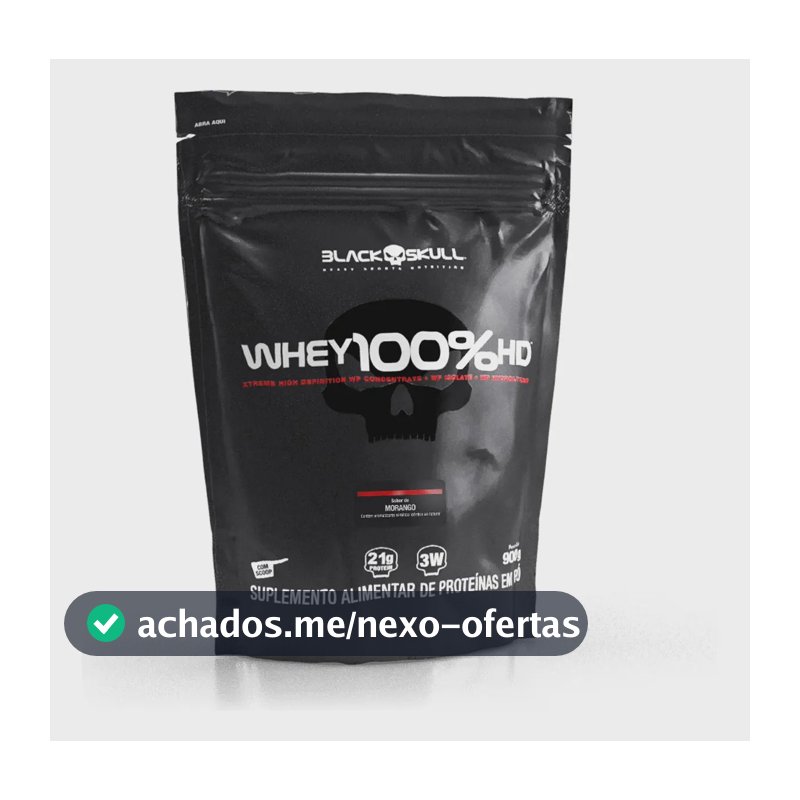 Proteína Black Skull Whey 100% HD em pó sabor Morango x 900g