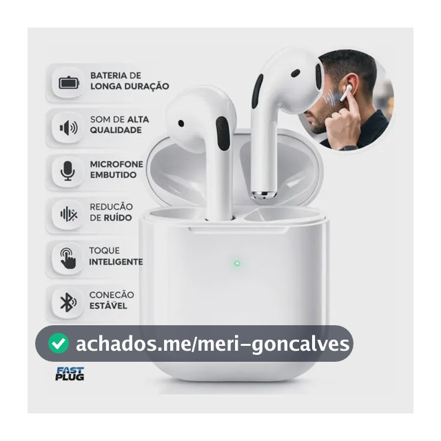 Fone De Ouvido Bluetooth Bateria de Longa Duração Pro 4 Branco Conecta Rápido Fast Plug Com Case Carregador E Microfone