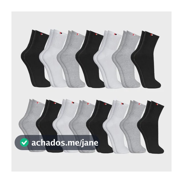 Kit 15 Pares Meias Sport Algodão Cano Médio Sandrini Confort Sortidos 39-43