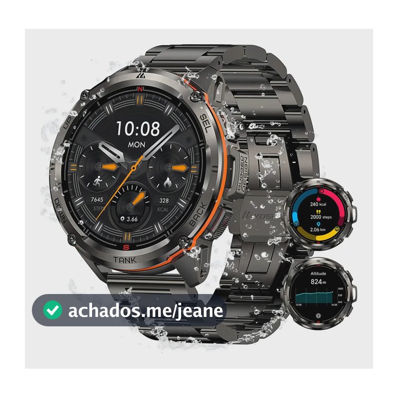 Kospet T3 Ultra Relogio Smartwatch Masculino,1.43"Amoled Relogio Esportivo Inteligente Gps,5atm& Ip69k Chamadas Bluetooth Monitor de frequência cardíaca/SPO2/sono,60 dias de bateria,170 modo esportivo