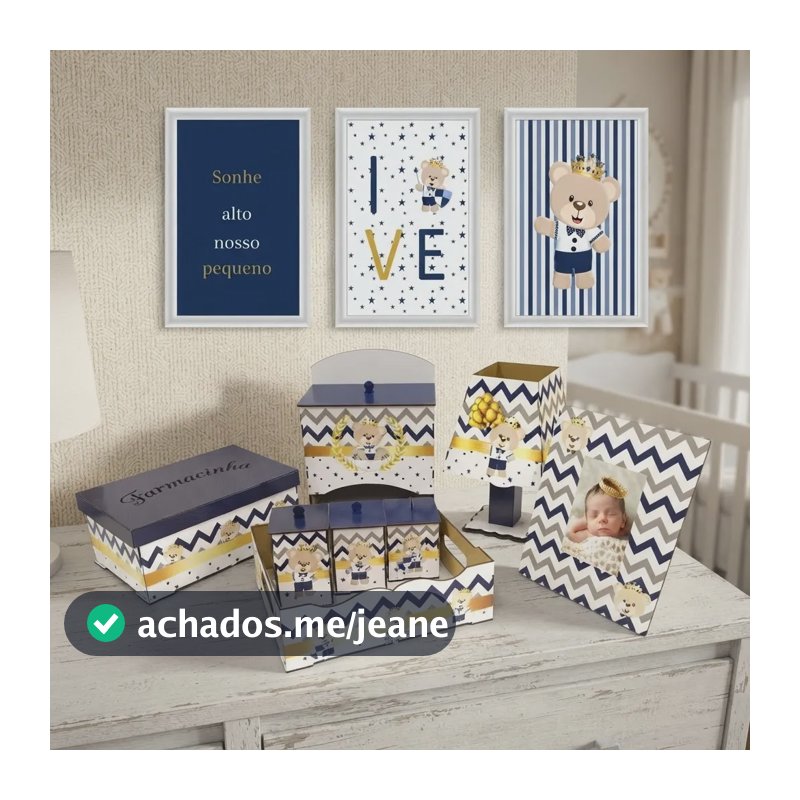 Kit Bebe Quarto Decorado Urso Príncipe Berço Adesivado Urso Príncipe